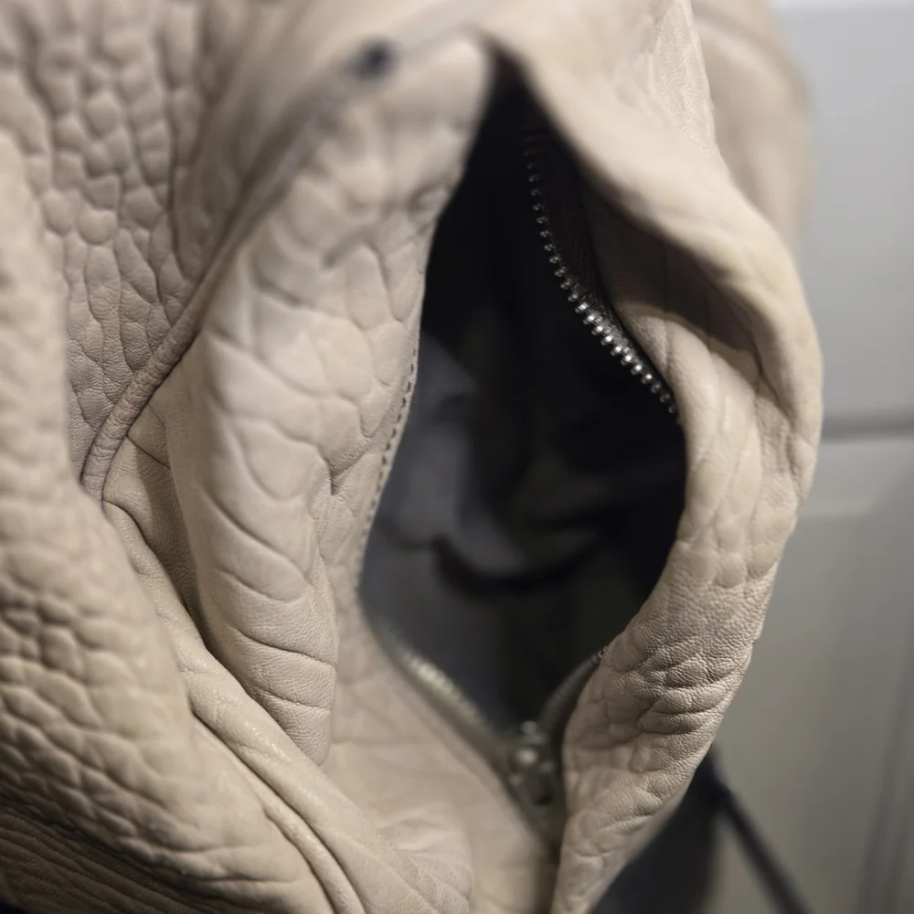 ALEXANDER WANG Pebbled Lambskin Rocco in Latte with Rose Silver Hardware